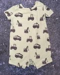 Cotton On Green Trucks Romper 3 6M