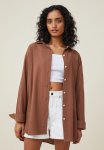 Cotton On Airley Oversized Summer Shirt - Rich Taupe