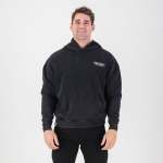 Acid Wash Hoodie Sweat- Black - 2XL