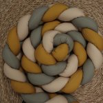 Cot Bumper Braided 3 Strand Green Dark Mustard And Beige