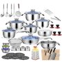 Durable Stainless Steel 7-LAYER Capsulated Bottom 50 Piece Cookware Set