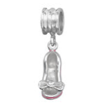 C1210-C7870 - 925 Sterling Silver Cz Pink Shoe Dangle European Charm Bead