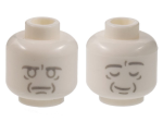 Parts Minifigure Head Dual Sided Alien Light Bluish Gray Face Outlines And Contours Neutral Asleep Pattern - Hollow Stud Beeth
