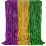 36PCS Mardi Gras Beads Throws Mardi Gras Green Purple Golden Metallic Beads Necklaces Accessories Bulk Mardi Gras Beads Necklace