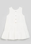 PoP Candy Tiered Button Down Dress - White