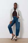 High Rise Barrel Jeans - 16 Mid Wash