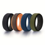 4 Pcs Silicone Rings - Men's Wedding Bands With Ergonomic Design And Breathable Material - Suitable For Daily Use And Outdoor Sp