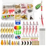 228 Pcs Fishing Lure Making Kit Inline Spinner Baits Lure Making Supplies Bass Lures Trout Lures Rooster Tail Accessory Treble H