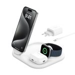Belkin Magsafe Charger Boostcharge 3-IN-1 Magnetic Foldable Charger With QI2 15W - Magsafe-compatible Fast Charger For Apple Iphone 16 Apple Watch Airpods With Non-slip