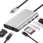 7 In 1 Type-c To RJ45+VGA+TYPE-C+SD Card SLOT+USB3.0 X 2+HDMI Dock Hub Adapter