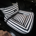 2-IN-1 Pet Car Seat And Bed - Small Parisian Monochrome Stripe Canvas