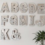 Wooden Decorative Carved Letters With Floral Designs - Perfect For Home Kitchen Or Wedding Decorations - Multi-purpose And Suita