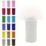1ROLL 9.14 Meter Circle Dot Laser Sequins Tulle Roll Soft Tulle Ribbon For Party Decoration Diy Crafts Accessories Wedding Backd