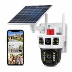 4K Dual-lens Solar Powered 4G LTE Ptz Security Camera Wireless Outdoor Surveillance System With Ai Motion Detection