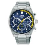 LORUS Sports Men& 39 S Solar Chronograph Watch Stainless Steel Dark Blue Sunray Dial