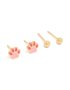 Tweens Waterproof Gold Plated Stainless Steel Paw Print Stud Earrings Pack