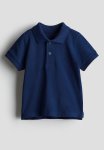 Cotton Piqu Polo Shirt - Navy Blue
