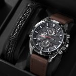 Trendy Men's Business Outdoor Sports Waterproof Quartz Watch & Bracelet Set