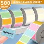 500PCS Waterproof Bicolored Self-adhesive Label Stickers Paper Name Tag Markers Hand-written & Printer Compatible Assorted Colors