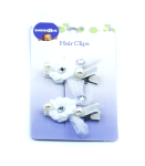 Diamante And Flower Duckclips 2 Pack - White