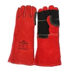 Red Welding Glove With Black Apron Palm Elbow Length 8" Premium Grade