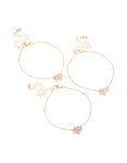 Goldair Gold Diamante Flowers Bracelet 3-PACK