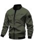 Casual Contrast Collar Design Men's Long Sleeve Zip Up Sports Jacket With Zip Pockets Men's Spring Fall Outwear As Gifts