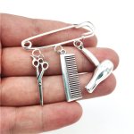 Hair Dryer Scissors Comb Etc Shape Pendant Brooch Pin Safety Pin Clothings Decoration