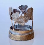 Gold Distressed Metal Leaf Candle Holder – 18X14CM