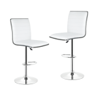 Smte Adjustable Swivel Bar Stools-faux Leather With High Backrest Set Of 2 White With Keychain