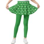 Cndexd High Waisted Skirt Leggings For Girls Stretchy Ruffle Skirt Pants Athletic Polka Dots Yoga Leggings For Kids Gym Sport Da