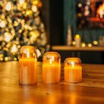 Goldair Gold Domed Glass Flameless LED Pillar Candles Set Of 3 With Remote