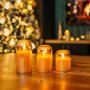 Goldair Gold Domed Glass Flameless LED Pillar Candles Set Of 3 With Remote