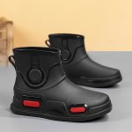Men's Casual Ankle-high Rain Boots Waterproof Slip-resistant All-season Pvc Outdoor Hiking Daily Wear Solid Color Water Shoes Wi