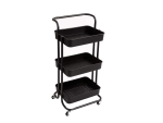 3 Tier Rolling Storage Trolley For Kitchen Bathroom Office Workshop - Black