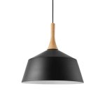 Scandia Metal And Wood Pendant Light 2 Sizes - Black White - Black Large