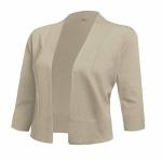 Aamilife Women's 3 4 Sleeve Cropped Cardigans Sweaters Jackets Open Front Short Shrugs For Dresses XL Apricot