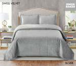 Simon Baker Swiss Velvet Bedspread - Silver Various Sizes - Queen - 250CM X 270CM Bedspread + 2 Pillowcases 50CM X 70CM + 5CM