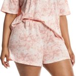 Donnay Plus Size Tie Dye Curved Shorts - Pink