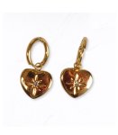 Diamante Heart Hoop Earrings - Gold Free