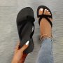 Women's Black Thong Sandals Open Toe Flip Flop Slides Thick Sole Eva Outdoor Casual Slippers