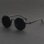 Retro Round Frame Fashion Glasses With Wood Grain Legs