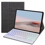For Microsoft Surface Go 3 2 1 Sfgos Tri-color Backlit Tree Texture Bluetooth Keyboard Leather Case Black + White