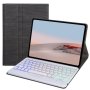 For Microsoft Surface Go 3 / 2 / 1 Sfgos Tri-color Backlit Tree Texture Bluetooth Keyboard Leather Case Black + White