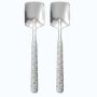 2 Pack - Square Shovel Design Spoon With Hammered Handle - Silver