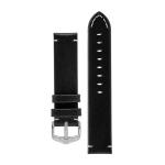 Ranger Retro Leather Parallel Watch Strap In Black - 24MM Silver