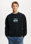 Cotton On Box Fit Graphic Crew Sweater - Black desert Dusk