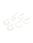 Silver Twisted & Textured Open Hoop Earrings 3-PACK