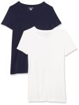 Amazon Essentials Women's Regular-fit Short-sleeve T-Shirt Crewneck And V-neck Options Pack Of 2 Navy white Xx-large