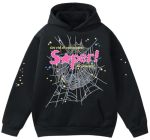 Emilyle Y2K Spider Hoodie Cobweb Pattern Print Unisex Sweatshirt Men Women Graphic Outwear BLACK2 M
